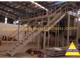 Working platforms and stirrers installed on the floor